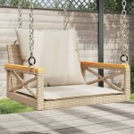 Balancelle avec coussins beige 63x62x40 cm r�sine tress�e vidaxl