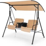 Balancelle de jardin 2 places 181x124x161, 5cm, balancelle � canopy inclinable ajustable avec glaci�re, ...