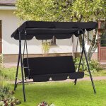 Balancelle de jardin 3 places avec auvent r�glable & coussin amovible, charge 204kg, noir - yodolla
