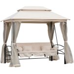 Balancelle de jardin 3 places convertible style colonial grand confort 2 coussins + matelas + moustiquaires ...