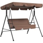 Balancelle de jardin 3 places toit r�glable coussins assise dossier acier polyester marron