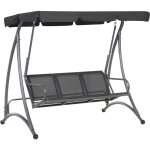 Balancelle de jardin en acier et tissu noir baldaquin rglable rsistant bogart