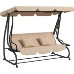 Balancelle de jardin convertible 3 places inclinaison toit réglable 2 tablettes + matelas 2l x 1, 2l ... Balancelle de jardin convertible 3 places inclinaison toit réglable 2 tablettes + matelas 2l x 1, 2l ...