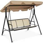 Balancelle de jardin en textil�ne 3 places avec toit �pais imperm�able et structure en acier pulv�ris�, ...