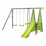 Balan�oire 5 agr�s - portique avec 2 balan�oires. 1 face � face. 1 toboggan. 1 panier de basket. 1 mur ...