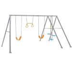 Balancoire a' bascule pour enfant intex 44131 4 jeux avec structure en acier gris 467x254x211 cm.