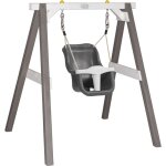 Balançoire pour bébé avec cadre en bois gris & blanc pour le jardin balançoire d'extérieur pour les bébés ... Balançoire pour bébé avec cadre en bois gris & blanc pour le jardin balançoire d'extérieur pour les bébés ...