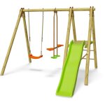 Trigano ? balan�oire en bois 1, 90 m pour 4 enfants ? structure trait�e classe iv ? toboggan de 1, 73 ...