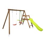 M&s - balan�oire en bois trait� 2 agr�s et toboggan menthe