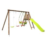 M&s - balanoire en bois trait 3 agrs et toboggan narcisse