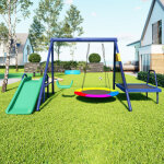 Balan�oire d'ext�rieur pour enfants avec toboggan, trampoline, 2 balan�oires, pour enfants �g�s de 3 ...