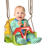 Outsunny - balanoire sige 3 en 1 volutif rglable enfant - dossier, barre en t amovibles, ceinture ...