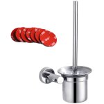Brosse wc en inox avec support ? 32 cm ? conception imperm�able et antirouille ? installation sans clous ...