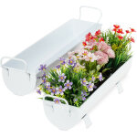 Balconnière gouttière pot de fleurs métal jardinière zinc jardin bac à fleurs déco set de 2, blanc - ... Balconnière gouttière pot de fleurs métal jardinière zinc jardin bac à fleurs déco set de 2, blanc - ...