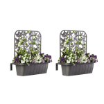 Set de 2 jardinières de balcon en plastique - gris - l 60 x l 20 x h 64 cm - livraison gratuite Set de 2 jardinières de balcon en plastique - gris - l 60 x l 20 x h 64 cm - livraison gratuite