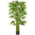 Homcom ? bambou artificiel 1, 60 m ? 975 feuilles denses r�alistes ? pot en ciment inclus ? plante verte ...