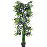 Bambou artificiel xxl 1, 80h m 1105 feuilles denses r�alistes pot inclus noir vert
