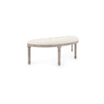 Bizzotto - banc 125x42x48 cm en tissu capitonn et bois naturel et blanc - warna