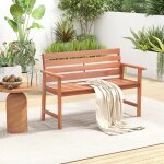Goplus - banc 2 places en bois massif charge 180kg - sige  lattes et dossier inclin - accoudoirs confortabl ...