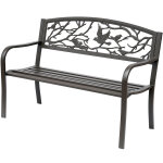 Banc 3 places de jardin terrasse style rural chic 127l x 60l x 85h cm m�tal �poxy anticorrosion brun