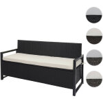Hw - banc 3 places en poly rotin c - f39, banc de jardin banc coffre - anthracite, coussin crme