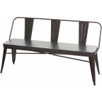 Dcoshop26 - banc 3 places banc de salle  manger cuir artificiel chesterfield noir - gris 040000514
