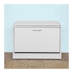 Sobuy - banc armoire � chaussures 1 abattant avec coussin, coffre rangement pour chaussures - blanc � ...