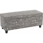 Hhg - banc / banquette / coffre de rangement kriens, 112x45x45cm, tissu, gris words fabric