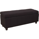 Hhg - banc / banquette / coffre de rangement kriens, 112x45x45cm, tissu, noir