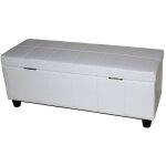 Hhg - banc banquette rembourrée coffre de rangement kriens, cuir reconstitué, 112x45x45cm, blanc Hhg - banc banquette rembourrée coffre de rangement kriens, cuir reconstitué, 112x45x45cm, blanc