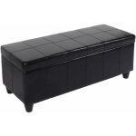 Hhg - banc banquette rembourr�e coffre de rangement kriens, cuir reconstitu�, 112x45x45cm, noir