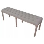 Banc capitonn� lin gris et pieds bois massif clair makin 150 cm