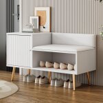 Dans les nuages ? banc � chaussures 100 cm ? si�ge rembourr� en similicuir ? tiroirs et espace ouvert ...
