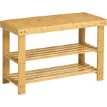 Homcom - banc � chaussures 2 �tag�res dim. 70l x 28l x 45h cm bois bambou verni