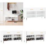 Vidaxl - banc � chaussures blanc 102x35x55 cm bois d'ing�nierie - meuble range chaussure - banc chaussure ...