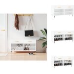 Banc � chaussures blanc 102x35x55 cm bois d'ing�nierie - meuble range chaussure - banc chaussure - rangement ...
