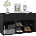Banc à chaussures avec coffre de rangement lula l80xh45xp30 ? chic et pratique - noir Banc à chaussures avec coffre de rangement lula l80xh45xp30 ? chic et pratique - noir