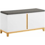 Banc  chaussures banc de rangement meuble  chaussures d'entre avec sige rembourr et 2 portes, pour ...