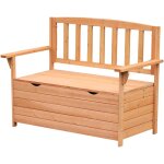 Banc coffre de jardin 2 places dim. 112l x 58l x 84h cm - dossier � lattes - charge max. 280 kg - bois ...