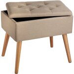 Tectake - banc avec coffre de rangement aspect lin avec rembourrage confortable 51 x 37, 5 x 45, 5 cm ...