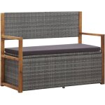 Banc coffre de rangement - banquette pouf 110 cm rsine tresse et bois d'acacia gris bv188607 - gris ...