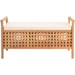 Bonnevie - banc coffre de rangement - banquette pouf 93x49x49 cm bois de noyer massif bv464063