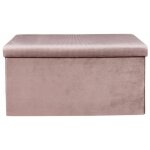 Paris prix ? banc de rangement pliable 77cm ? coffre en velours rose ? dimensions l. 77 x l. 38 x h. ...