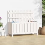 Banc coffre de rangement de jardin - banquette pouf blanc 108x42, 5x54 cm bois de pin bv711556