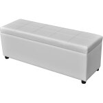 Bonnevie - banc coffre de rangement long - banquette pouf bois blanc bv903545