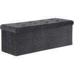 Banc coffre de rangement pliant bo�te de rangement si�ge en velours tabouret bas, 110x37, 5x38cm gris ...