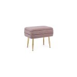 Bizzotto - banc coffre 50x34, 5x42 cm en velours mauve et pieds dors
