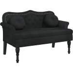 Vidaxl ? banc avec coussins en velours noir 120, 5x65x75 cm ? capacit� de charge 110 kg ? design capitonn� ...