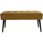 Miliboo - banc design capitonn� en tissu velours bronze et m�tal noir l96 cm guesta