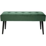 Miliboo - banc design capitonn� en tissu velours vert fonc� et m�tal noir l96 cm guesta